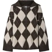Pieces Gebreid vest 'PCAlva' ecru / donkerbruin / rosa