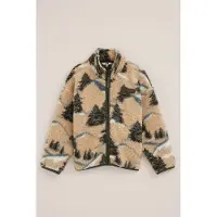We fashion - Jongens teddy vest met print - Regular fit - Mosgroen - Maat: 146/152