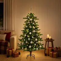 vidaXL Artificial Christmas Tree with Bauble 150 cm 150 LED's Warmwit
