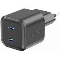 Swissten USB-C Snellader - 2 USB-C Poorten - GaN technologie - 20W - Zwart