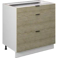 Vicco Keukenonderkast Fame-Line Eiken paneel 80 cm met 3 laden, zonder werkblad, Model 51411