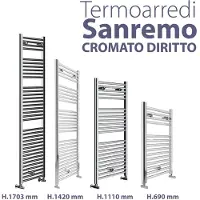 Lazzarini TERMOARREDO "SANREMO" - Chrome uitvoering - Hoogte 1420 mm x Breedte 550 mm x Diepte 500 mm