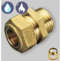TIEMME Rechte mannelijke compressiefitting met gele O-ring voor gas, , Ø28 x 1"