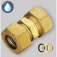TIEMME Rechte, dubbele compressiefitting met O-ring voor koperen buis , diameter 28 x 28 mm