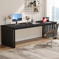 Tribesigns Bureau 180 cm, computerbureau met metalen frame, werkplek, voor thuiswerken, zwart