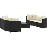 vidaXL 7-delige Loungeset met kussens poly rattan zwart