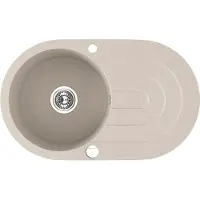 Laveo BADLAND Spoelbak, granietspoelbak, enkele spoelbak, model DAFNE, 47x78 cm, beige, met lange afvoerplaat | Inclusief sifon!