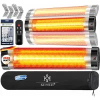 Kesser Infraroodstraler 2500 Watt Infraroodstraler met Afstandsbediening Patio Straler incl. Beschermhoes Hittestraling Kwarts Straler , Wandmontage Patioheater - 2500W met afstandsbediening