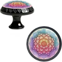Merkloos Keukenkast knoppen, 4 stuks, acryl, rond, mandala art design, voor keuken