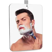 Merkloos Douche Spiegel, Acryl, 28x19 cm, Inclusief Zelfklevende Haak, voor Camping