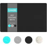 Famanu – Naponderlegger voor honden en katten, 60 x 40 cm, zwart, waterdichte antislip siliconen hondenbak, voederbakmat, waterdichte onderlegger met rand, vaatwasmachinebestendig, stuks, zwart