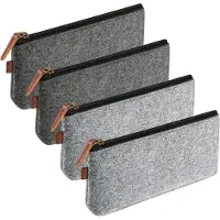 Merkloos Vilt Etuis 4 Stuks, 21 x 11 cm, Multifunctioneel, Donkergrijs & Middengrijs, Voor School & Kantoor