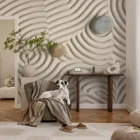Coloray Vliesbehang - Wit Snellijm Behang - 104x70 cm - Harmonieuze Golven Fotobehang Vlies - Woonkamer behang Teksten - Muurschildering - Woonkamer behang