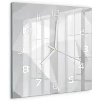 Tulup Wandklok - Abstracte achtergrond Moderne Wandklok Glas - 30x30 cm - Wit Wandklok Glas Decoratie - Witte handen - Vierkante Klok - Glazen Wandklok Design - Klok Glas Met Opdruk