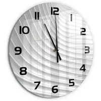 Tulup Wandklok - Lijnen van abstractie Klok Glas Met Opdruk - fi60 cm - Wit Moderne Wandklok Glas - Zwarte handen - Ronde Klok - Decoratieve Glazen Klok - Glazen Wandklok Design