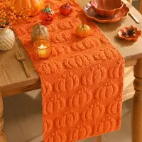 Famanu – Herfsttafelloper, Halloween-decoratie, modieus, zacht, pluche, fluweel, tafelloper