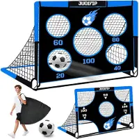 Merkloos Voetbaldoel, 3-in-1 pop-up, 150 x 120 cm, met 2 verwisselbare netten, bal maat 5, draagtas, voor de tuin