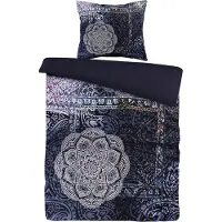 Padiro dekbedovertrek 200 x 240 cm - extra groot XXL - Katoensatijn - Meerkleurig / Blauw - Oriëntaals, Mandalapatroon - Met 2 kussenslopen 60 x 70 cm - 3-delig voor 2 personen