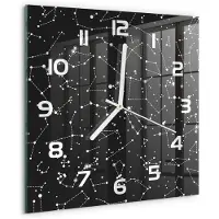 Tulup Wandklok - Sterrenbeeld Glazen Klok Met Print - 30x30 cm - Zwart-wit Wandklok Glas Met Motief - Witte handen - Vierkante Klok - Wandklok Glas Decoratie - Gekleurde Glazen Klok