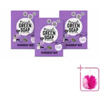 Marcel's Green Soap 3 x - Handzeep Bar - Lavendel & Rozemarijn - Zachte verzorging - 90 gr - Bulkverpakking - Handzeep bar - Douchemop - Natuurlijke handzeep