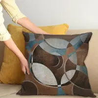 Abakuhaus Abstract Kussenhoes, Grunge Vintage-Runden, Wasbare Kleurechte Kussenhoes met Digitale Dubbelzijdige Print en Ritssluiting, 50 x 50 cm, Blauwgrijs Umbrabraun