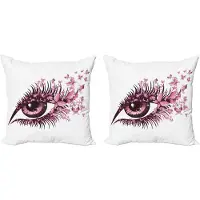 Abakuhaus Vlinder Sierkussenhoes Set van 2, Fairy Vrouw Wimpern, Modern Accent Dubbelzijdige Digitale Print, 50x50, Lichtroze Lila