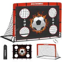 Merkloos Voetbaldoel 150x120 cm, opvouwbaar, glasvezel stangen, draagtas, voor tuin