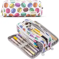 Merkloos Etui 21.5x6.5x9 cm, 3 compartimenten, ritsen, voor school