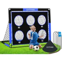 Merkloos Pop-up voetbaldoel 120x90 cm, 2-in-1, inklapbaar, 6 schietschijven, voor tuin
