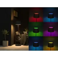 Konstsmide LED vloerlamp Pomezia voor buiten, USB, zwart Pomezia, dimbaar, zwart, Aluminium, Modern