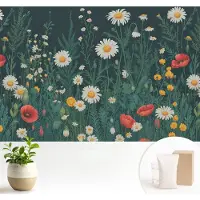 Wallfluent Fotobehang - Groente Vliesbehang - 104x70 cm - Wilde Bloemen Fotobehang Vlies - Hal behang Bloemen En Planten - Muurschildering - Woonkamer behang