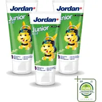 Jordan 3 x - Junior - Tandpasta - 6-12 jaar - 50 ml - Grootverpakking - Vaatwasstrips - Tandpasta Voor Kinderen - Tandpasta 6-12 Jaar - Fluoride 1450 Ppm - Tandpasta Voor Wisselgebit - Gezond Gebit