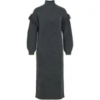 Vila Gebreide Jurk Adel Highneck Antraciet dames