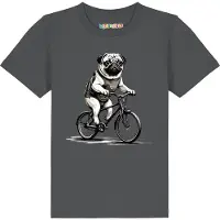 Watabout.kids Shirt 'Mops auf Fahrrad' antraciet / zwart / wit