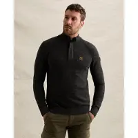 PME Legend Trui 'Pullover with half-zip and raglan sleeves' zwart