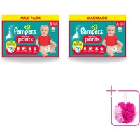 Pampers 2 x - Baby-Dry Pants - Luierbroekjes - Maat 4 (9-15 kg) - Extra Droog - 90 Luiers - Bulkverpakking - Baby luier - Douchemop - Droge luier