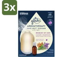 Glade 3 x – Aromatherapy Mist Diffuser – Starterpakket – Houder + Moment of Zen Navulling - 17,4 ml - Aromatherapie - Cool Mist Diffuser - Lavendel - Sandelhout - Rustgevende Geur