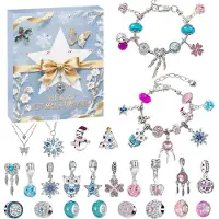 Sonstiges Adventskalender 2025 voor meisjes, sieraden, ketting, 24 items, blauw