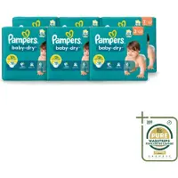 Pampers 6 x – Luiers – Baby-Dry Maat 3 (6-10 kg) – 34 Luiers - Wasstrips - Babyluier - Babydouche - Droge Luier - Absorberende Luier - Luier Voor Baby