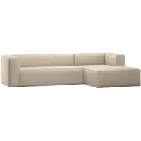 Woood Bean Hoekbank Rechts - Ecoleer - Cognac - 73x305x96