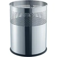 Helit prullenmand the dot H2515799, rond, metaal, zilver, 15 l, Ø 25,7 x H 32,1 cm, mat geperforeerd decor