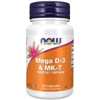 Now - Mega D-3 & MK-7 - Vitamine D3 en K2 Supplement - 5000 IU / 180 mcg - 60 VCaps