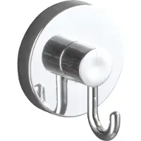 Famanu – muurhaken in een set van 2, handdoekhouder, haak voor handdoeken en accessoires, vacuüm bevestiging zonder boren, voor keuken, badkamer en huishouden, verchroomd metaal, elk 6 x 6,7 x 5 cm