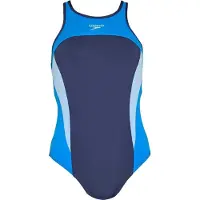 Speedo Dames/Dames Kleurblok Gekruiste Rug Eèn Stuk Zwempak (Lagune Blauw)