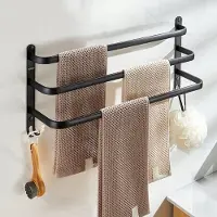 Arhatreya Zwarte 3-lags Handoekrek 50cm - Zonder Boren