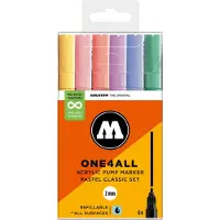 Molotow ONE4ALL Acrylstiften Set van 6 Pastel tinten - Acryl markers - 2mm breed - hervulbaar - alle ondergronden