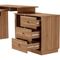 HAUSS SPOLE Bureau - Uitschuifbaar Met Toetsenbordlade En 3 Lades - Voor Thuiswerkplek - MDF - 110x40x75,5 Cm - Walnoot