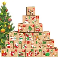 Sonstiges Adventskalender vullen, doe-het-zelf kartonnen dozen, stickers, jutesnoer, bruin, 2025