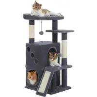 Merkloos Krabpaal 88 cm, kattenhol, sisal krabzuil, donkergrijs, voor kamerkatten