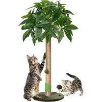Merkloos Krabpaal 84 cm, met sisaltouw en hangende speelbal, voor binnengebruik